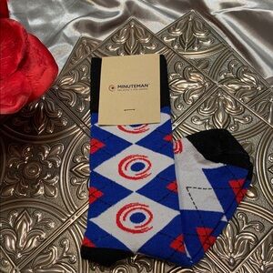 🌹SOCK CLUB “MINUTEMAN” • Red Blue and Black FINEST COTTON Men's Socks - NWT